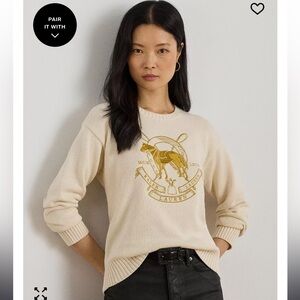Lauren Ralph Lauren Embroidered Crewneck Knit Sweater NWT